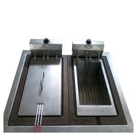 FREIDORA INDUSTRIAL DOBLE INOX304 30LTS (2 CANASTOS) C/MUEBLE